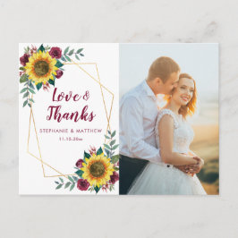 サンフラワーブルゴーニュバラ幾何学写真ありがとう ポストカード