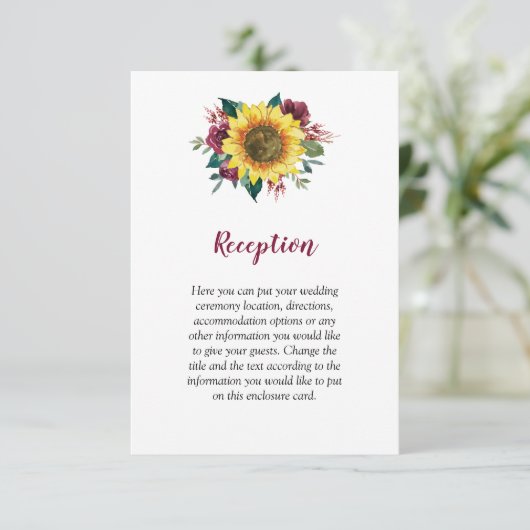 サンフラワーブルゴーニュバラ結婚フローラ エンクロージャーカード (スタンド正面)