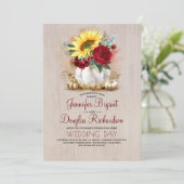 サンフラワーブルゴーニュバラ金ゴールドパンプキン秋の結婚式 招待状 (スタンド正面)