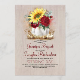 サンフラワーブルゴーニュバラ金ゴールドパンプキン秋の結婚式 招待状