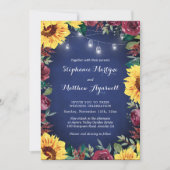 サンフラワーブルゴーニュフローラネイビージャールライツ結婚ズ 招待状 (正面)