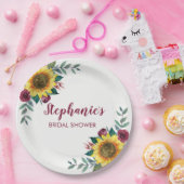 サンフラワーブルゴーニュフローラブライダルシャワー ペーパープレート (パーティー)