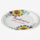 サンフラワーブルゴーニュフローラブライダルシャワー ペーパープレート (アングル)