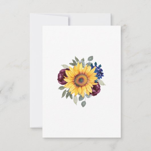 サンフラワーブルゴーニュ海軍フローラ幾何学結婚ズ セーブザデート (裏面)