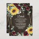 サンフラワーブルゴーニュ素朴バラ幾何結婚の エンクロージャーカード (正面/裏面)