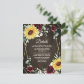 サンフラワーブルゴーニュ素朴バラ幾何結婚の エンクロージャーカード (スタンド正面)