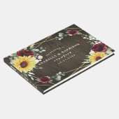 サンフラワーブルゴーニュ素朴バラ幾何結婚の ゲストブック (コーナー)