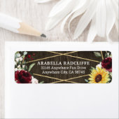 サンフラワーブルゴーニュ素朴バラ幾何結婚の ラベル (インサイチュ)