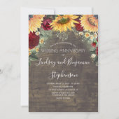 サンフラワーブルゴーニュ結婚レッドローズ記念日 招待状 (正面)