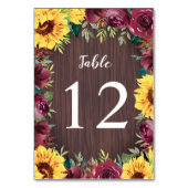 サンフラワーブルゴーニュ縁どバラウッドズ結婚ーズ テーブルナンバー (裏面)