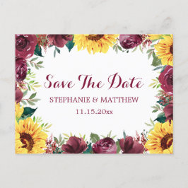 サンフラワーブルゴーニュ縁どバラ日付を保存 案内ポストカード