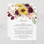 サンフラワーブルゴーニュ金ゴールド赤面牡丹バラ結婚ズ エンクロージャーカード (正面/裏面)