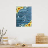 サンフラワーブルーウッドカップルシャワー歓迎サイン ポスター (キッチン)