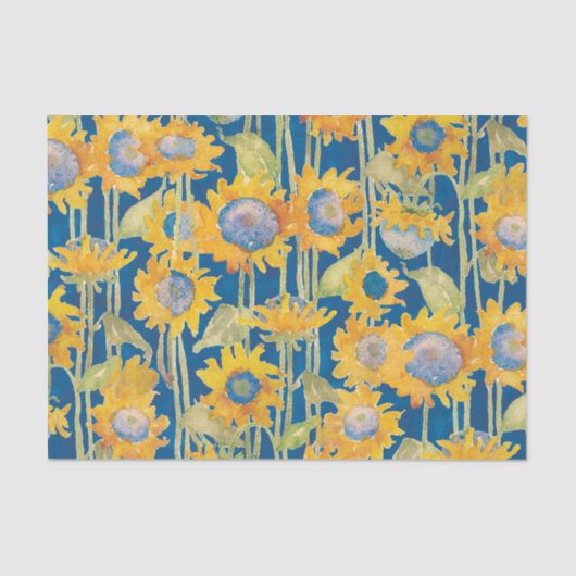 サンフラワーブルーデコページの水彩フローラ 薄葉紙 (正面)