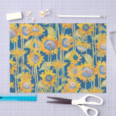 サンフラワーブルーデコページの水彩フローラ 薄葉紙 (クラフト)