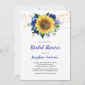 サンフラワーブルーバラライトブライダルシャワー 招待状 (正面)