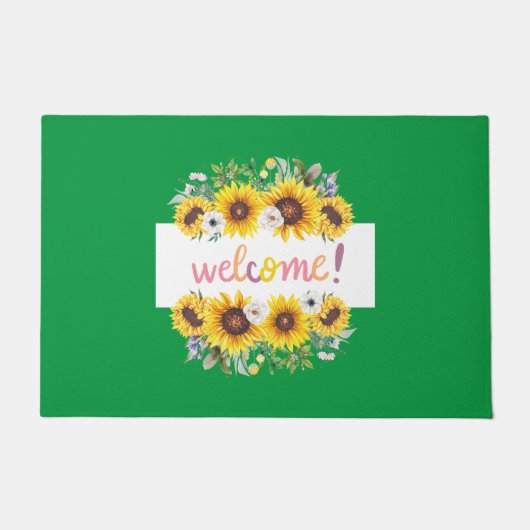 サンフラワーブーケウェルカム ドアマット (正面)