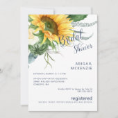 サンフラワーブーケネイビーブライダルシャワー 招待状 (正面)