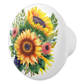 サンフラワーブーケフランスのカントリーホームデコール セラミックノブ (右)