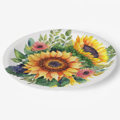 サンフラワーブーケフランスのカントリーホームデコール ペーパープレート (アングル)