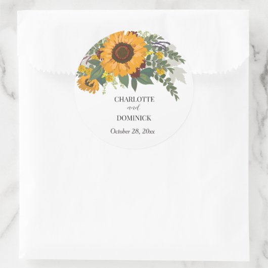 サンフラワーブーケフローラカップル名結婚の名前 ラウンドシール (バッグ)