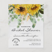 サンフラワーブーケブライダルシャワーバジェット招待状 (正面)
