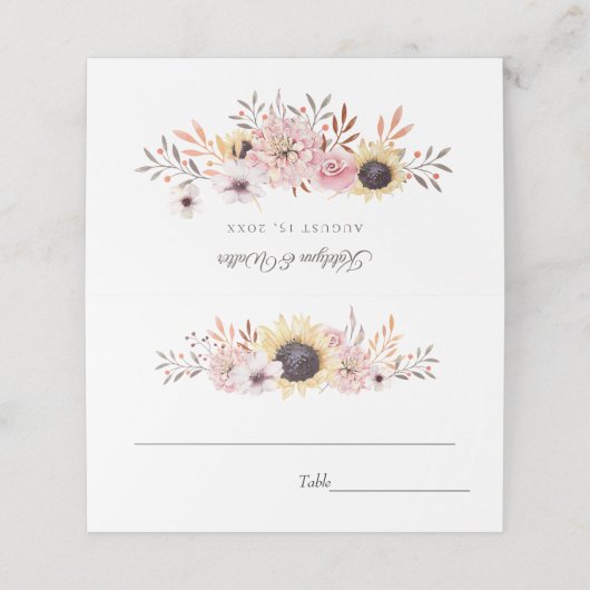 サンフラワーブーケ結婚のプレイスカード プレイスカード (外部開封)