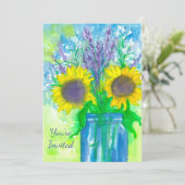 サンフラワーブーケ誕生日パーティーの招待状 招待状 (スタンド正面)