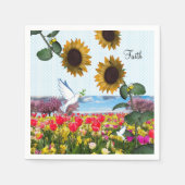 サンフラワーホワイト鳩の信仰紙ナプキンス スタンダードカクテルナプキン (正面)