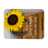 サンフラワーホースシューウェスタンウェディング日付を保存 マグネット (横)