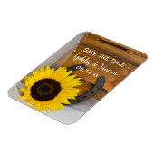 サンフラワーホースシューウェスタンウェディング日付を保存 マグネット (左側)