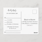 サンフラワーボルドーウェディングRSVPソングリクエスト ポストカード (裏面)