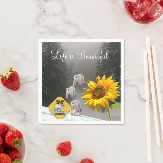 サンフラワーポーラベアフローラ紙ナプキンス スタンダードカクテルナプキン (インサイチュ)