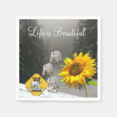 サンフラワーポーラベアフローラ紙ナプキンス スタンダードカクテルナプキン (正面)