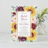 サンフラワーマルサラ秋ブルゴーニュ金ゴールドブライダルシャワー 招待状 (スタンド正面)