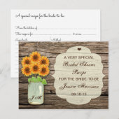 サンフラワーメイソンジャーブライダルシャワーレシピカード インビテーションポストカード (正面/裏面)