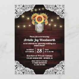 サンフラワーメイソンジャールウッドブライダルシャワー招待状 招待状