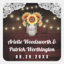 サンフラワーメイソンジャールウッドレース結婚式の引き出物 スクエアシール