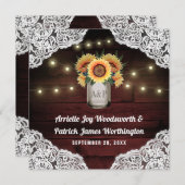 サンフラワーメイソンジャールウッドレース結婚式招待状 招待状 (正面/裏面)