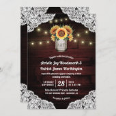 サンフラワーメイソンジャールウッドレース結婚式招待状 招待状 (正面/裏面)