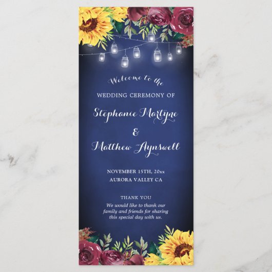 サンフラワーメイソンジャールライツネイビーブルー結婚ズ プログラム (正面)