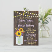 サンフラワーメイソンジャール素朴ウッド結婚式招待状 招待状 (スタンド正面)