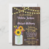 サンフラワーメイソンジャール素朴ウッド結婚式招待状 招待状 (正面)