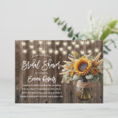 サンフラワーメイソン素朴ジャー結婚ズブライダルシャワー 招待状 (スタンド正面)