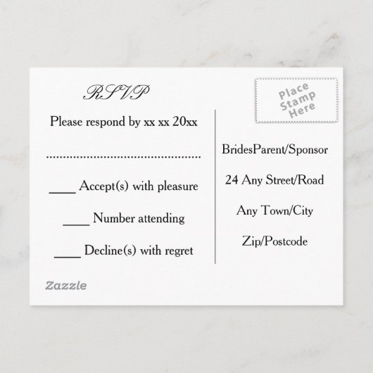 サンフラワーモダンズシンプルエレガントな結婚式アイディア インビテーションポストカード (裏面)