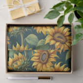 サンフラワーモーニングオン深いグリーンティッシュペーパー 薄葉紙 (ギフト)