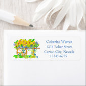 サンフラワーモーニンググローリーウォーターカラー花 ラベル (インサイチュ)