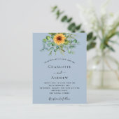 サンフラワーユーカリの緑豊かな結婚青 インビテーションポストカード (スタンド正面)