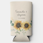 サンフラワーユーカリフローラスクリプト結婚式の引き出物 スリム缶クーラー (正面)