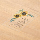 サンフラワーユーカリフローラブライダルシャワー アクリル招待状 (レイダウン)